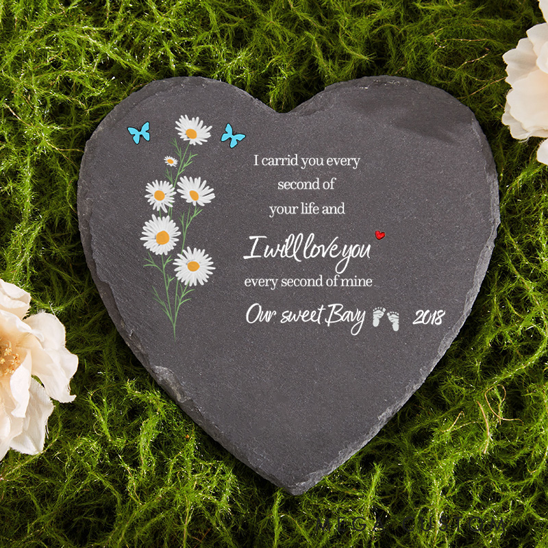 Personalized Angel Baby Memorial Stone Slate Sympathy Stepping Stone Garden Stone Gifts for Loss of Baby Remembrance Stone for Infant Loss 