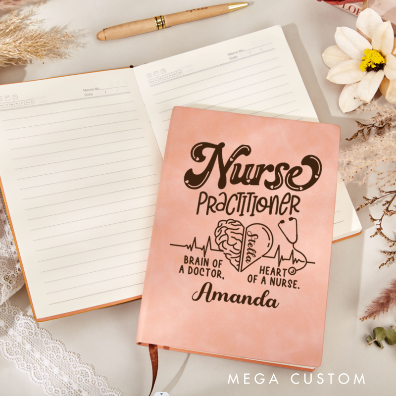 Personalized Leather Notebook for Nurse Nurse Practitioner Leather Journal Nurse Appreciation Gift