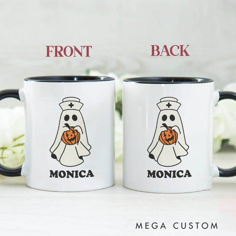 Personalized Nurse Mug Spooky Nurse Halloween Care Design Coffee Mug Gift