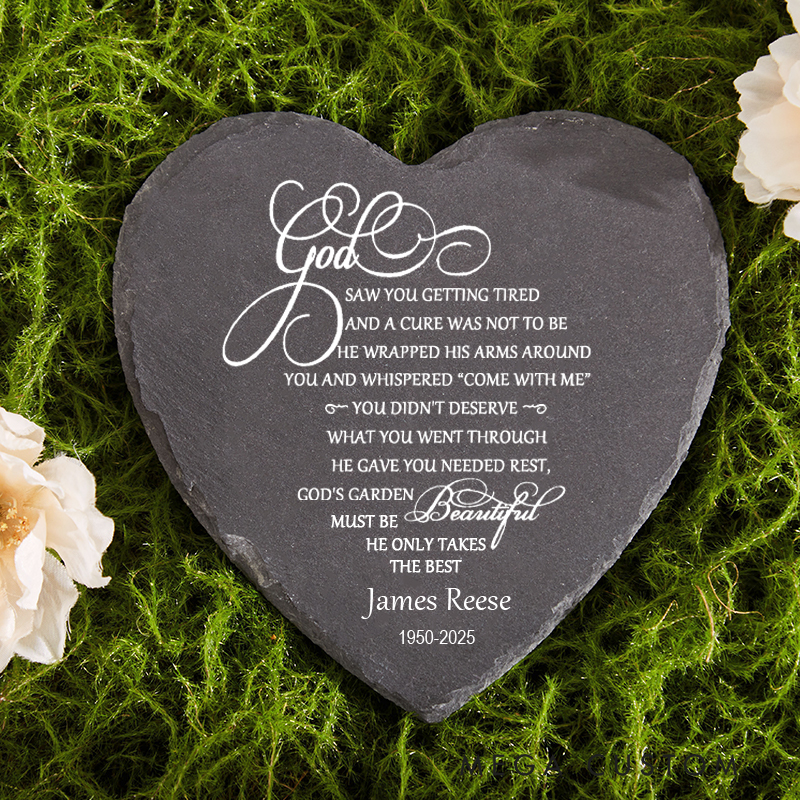 Personalized Memorial Garden Stone for Loss of Loved One God Saw You Getting Tired Sympathy Gift Slate Grave Marker Keepsake Bereavement Gift