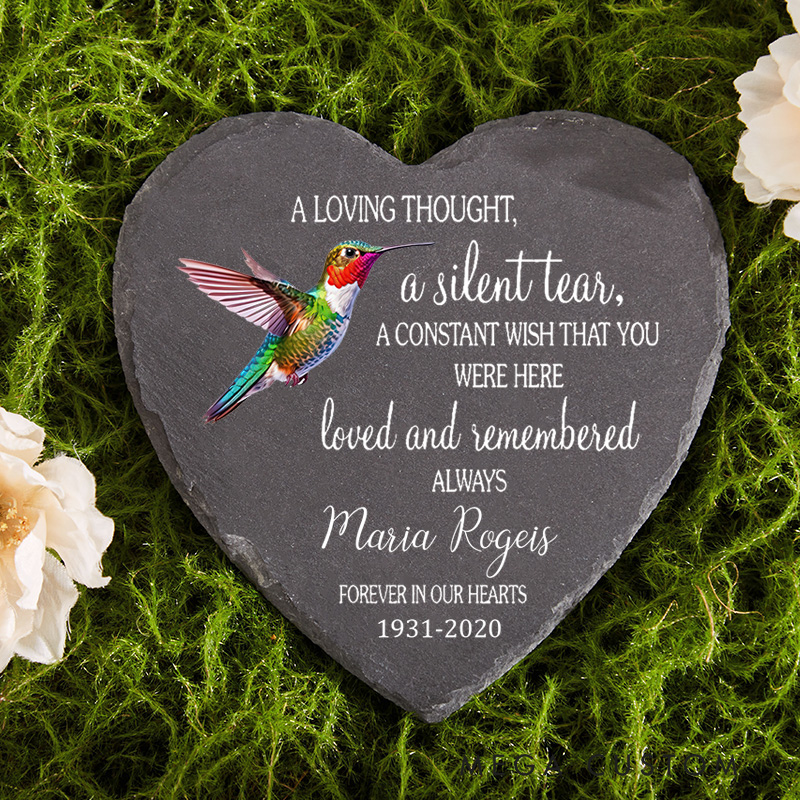  Personalized A Silent Tear Memorial Garden Stone Sympathy Gift for Loss of a Loved One Slate Grave Marker Keepsake Remembrance Bereavement Gift