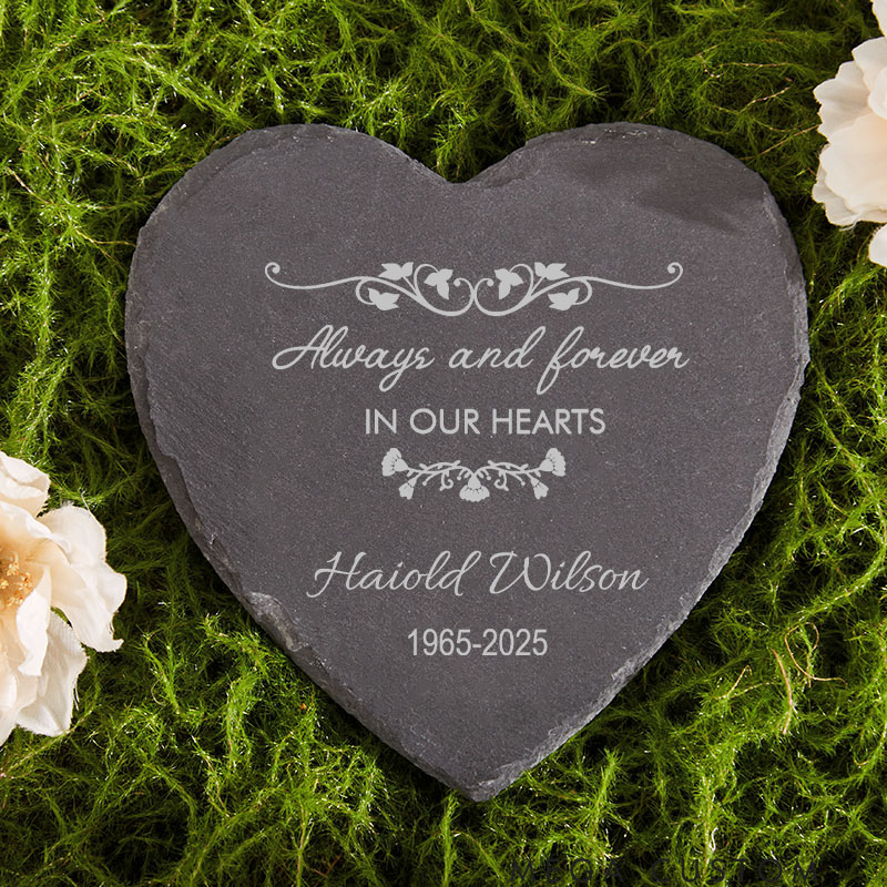 Personalized Memorial Stone Always And Forever In Our Hearts Sympathy Gift for Loss of a Loved Slate Grave Marker Keepsake Remembrance Gift