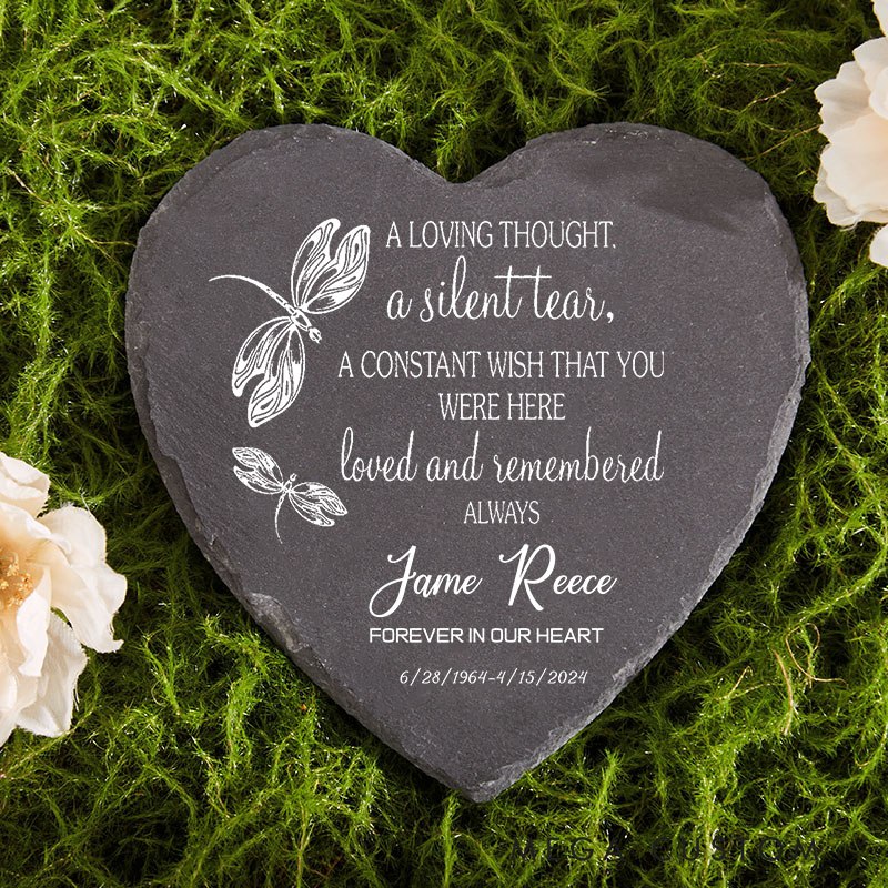 Personalized a Silent Tear Memorial Garden Stone Sympathy Gift Slate Grave Marker Keepsake Remembrance Bereavement Gift for Loss of a Loved One