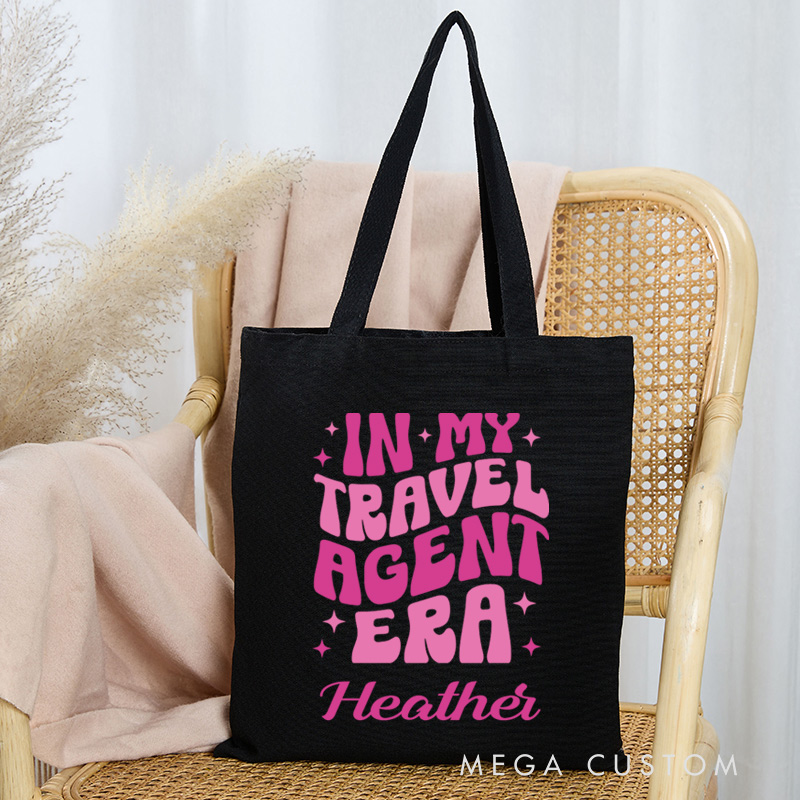 Personalized In My Travel Agent Era Tote Bag Gift for Traveling Lovers Funny Vacation Gift
