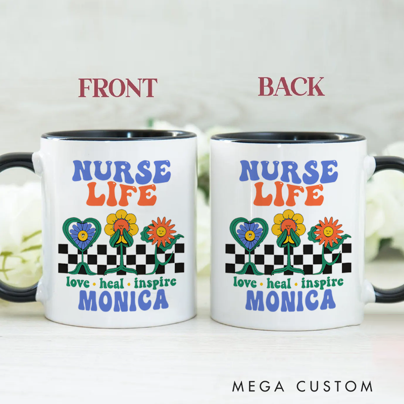 Personalized Nurse Mug Nurse Life Love Heal Inspire Design Coffee Mug Gift