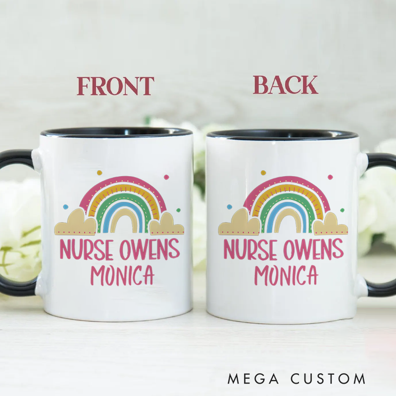 Personalized Nurse Mug Rainbow of Care Nurse Owens Design Coffee Mug Gift