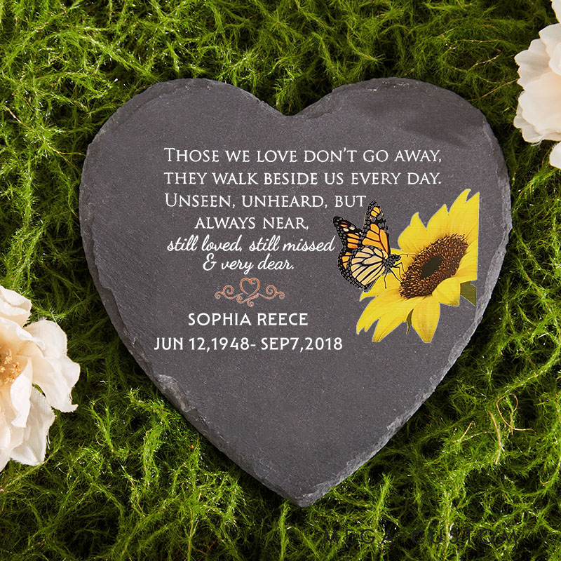 Personalised Memorial Stone Garden Remembrance Stone with Monarch Butterfly and Poem Sympathy Gift for Loss of Loved One