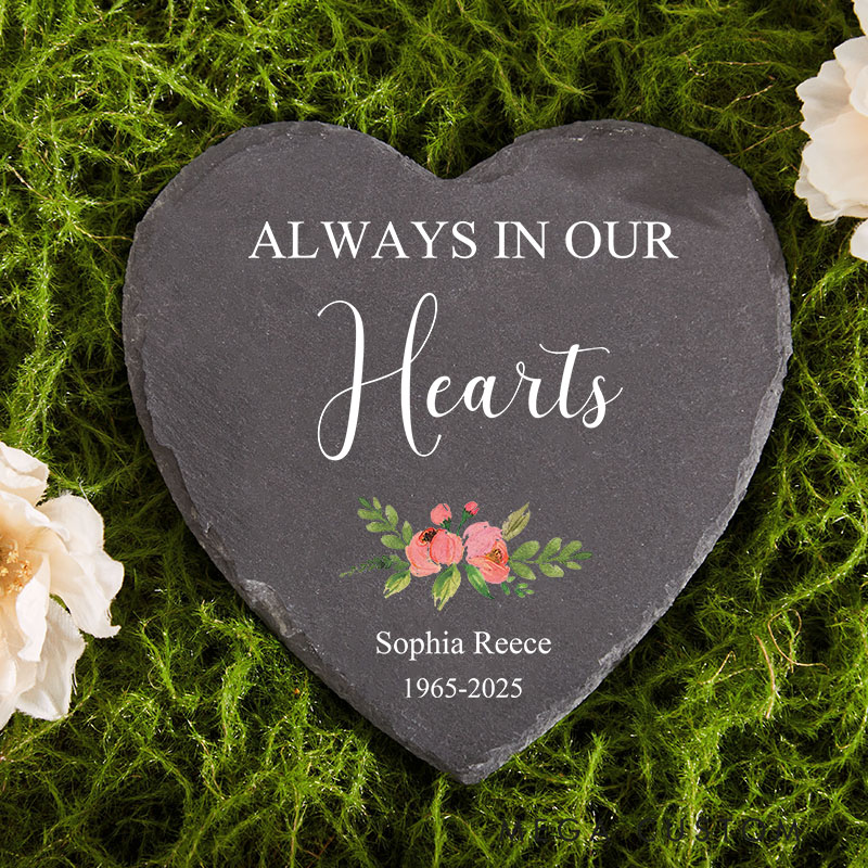 Personalized Memorial Garden Stone Always In Our Hearts in Memory of Loved One Gifts Condolence Bereavement Gift for Garden Outside