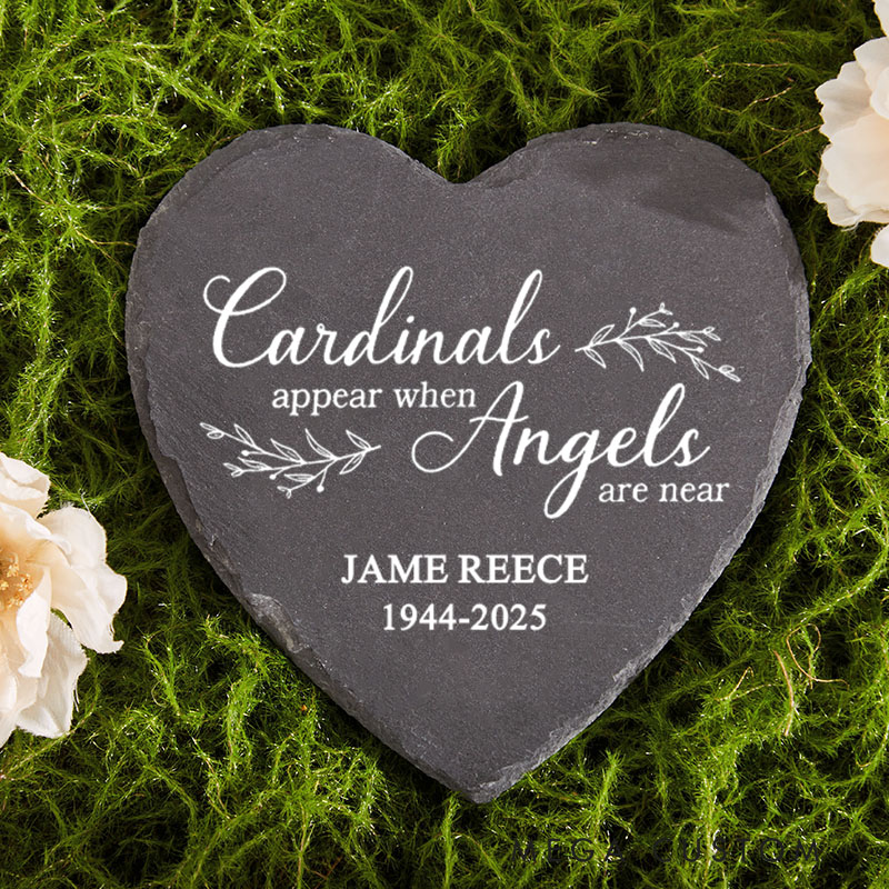Personalized Cardinal Memorial Garden Stone Sympathy and Memorial Garden Slate Grave Marker Keepsake Remembrance Bereavement Plaque