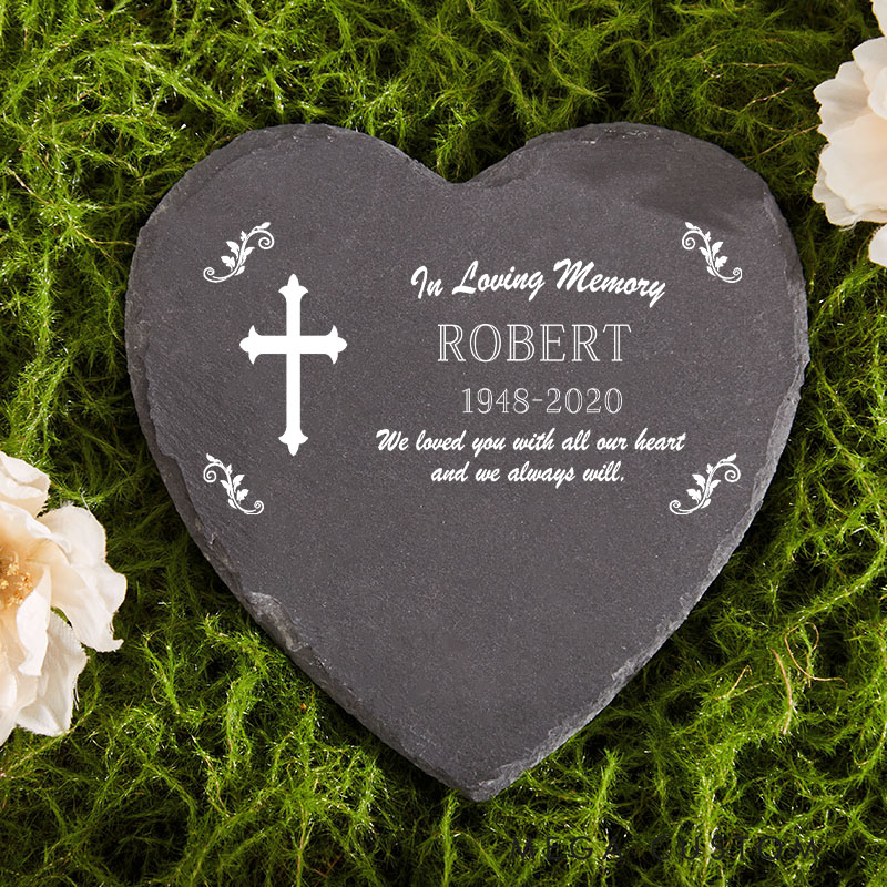 Personalized Cross Memorial Stone for Loss of Loved One in Loving Memory Memorial Stone Loved One Memorial Plaque Sympathy Gift Tribute Cemetery Decor