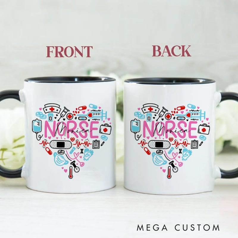 Personalized Nurse Mug Heart of Nurse Design Coffee Mug Gift