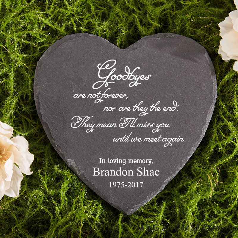 Personalized Memorial Slate Stone Goodbyes Are Not Forever  Memorial Stone Plaque Ornament for Loss of Loved One Outdoor Cemetery Decor 