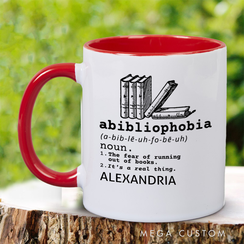 Personalized Abibliophobia Mugs Book Lover Mug with Name 12OZ Coffee Mug Bookish Gift Book Lover Gift Reading Gift