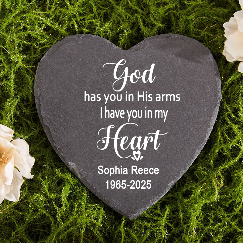 Personalized Memorial Garden Stone God Has You in His Arms Memorial Headstone for Outdoors Sympathy Gift for Loss of Loved One 