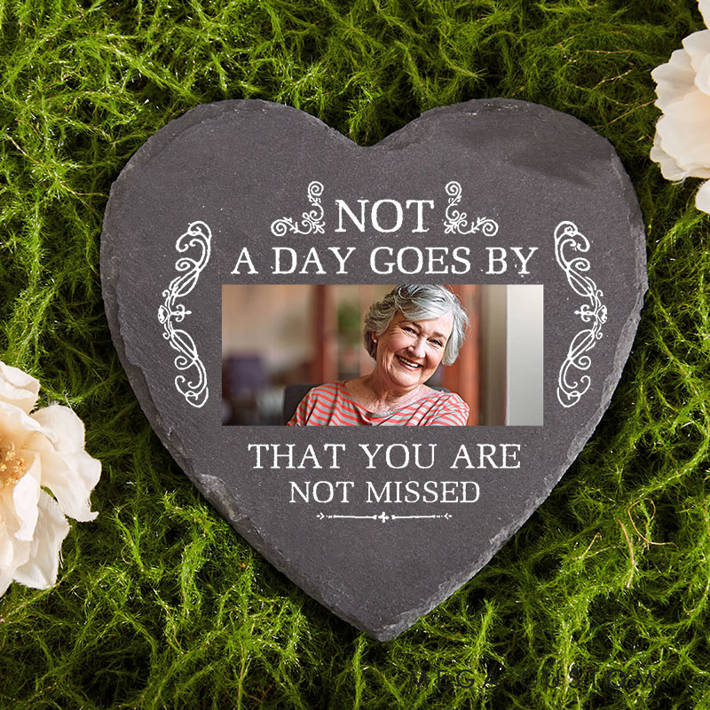 Personalized Memorial Stone with Photo for Loss of Loved One Decoration For Cemetery Not A Day Goes By That You Are Not Missed in Loving Memory Gift