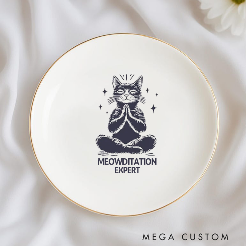 Personalized Funny Cat Yoga Ring Dishes Yoga Girl Jewelry Dish Anniversary Gift for Yoga Lover