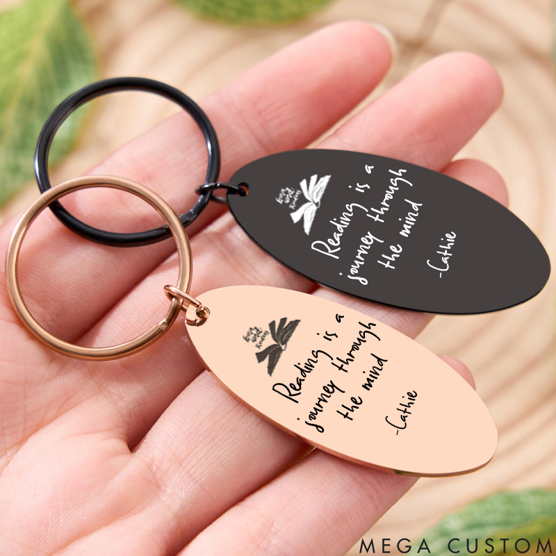 Personalized Reading Is a Journey Through the Mind Keychains Engraved Stainless Steel Keychain with Name Book Lover Gift Reading Gift