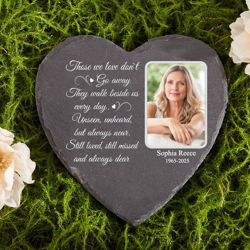 Personalized Memorial Stone with Photo for Loss of Loved One in Loving Memory of Gift Funeral Remembrance Forever in Our Hearts Garden Stone