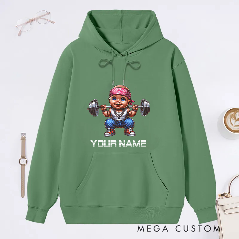 Personalized Fitness Classic Hoodies with Cute Baby Weightlifting Design for Fitness Enthusiasts Bodybuilders and Gym Lovers