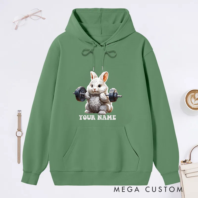 Personalized Fitness Classic Hoodies with Cute Bunny Weightlifting Design for Fitness Enthusiasts Bodybuilders and Gym Lovers