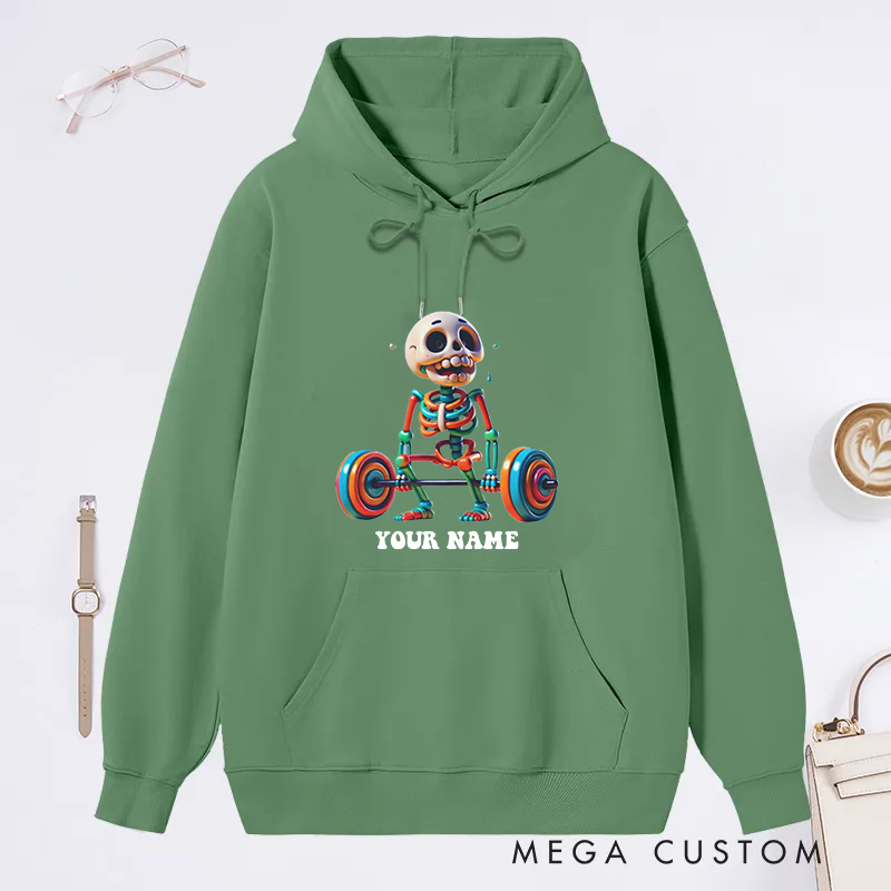 Personalized Fitness Classic Hoodies with Colorful Skeleton Weightlifting Design for Fitness Enthusiasts Bodybuilders and Gym Lovers