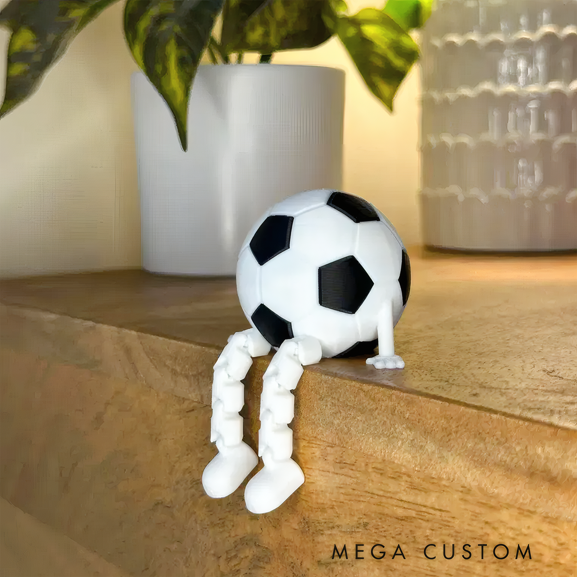 Personalized Soccer Ball Decor with Dangling Legs and Custom Name