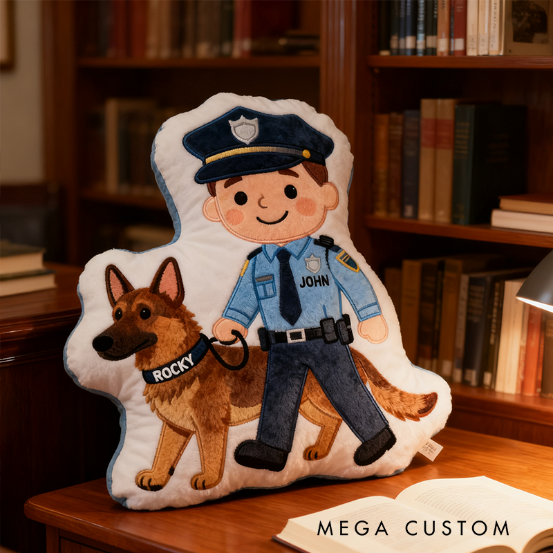 Personalized Police Officer Pillow with K9 Unit Design Custom Name Graphic 3D Print Pillow 