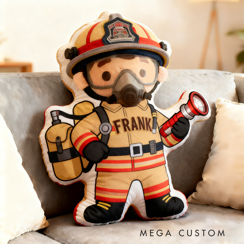 Personalized Cute Firefighter Pillow with Custom Name Pillow 