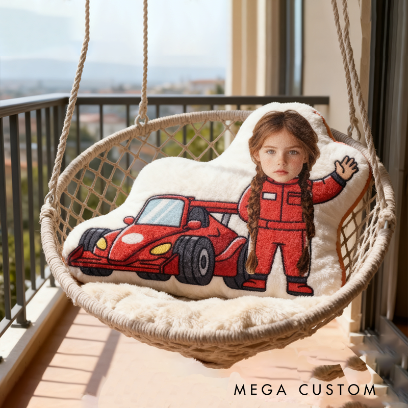 Personalized Go-Kart Racer Pillow with Custom Face Design 3D Print Pillow 