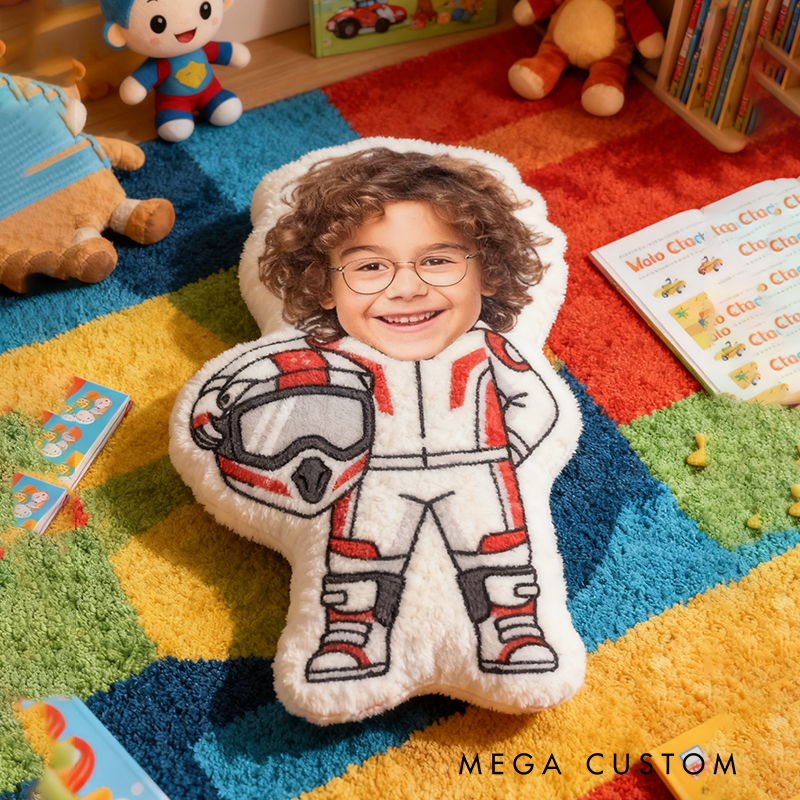 Personalized Go-Kart Racer Pillow with Custom Face Design 3D Print Pillow Custom Race Car Driver Pillow