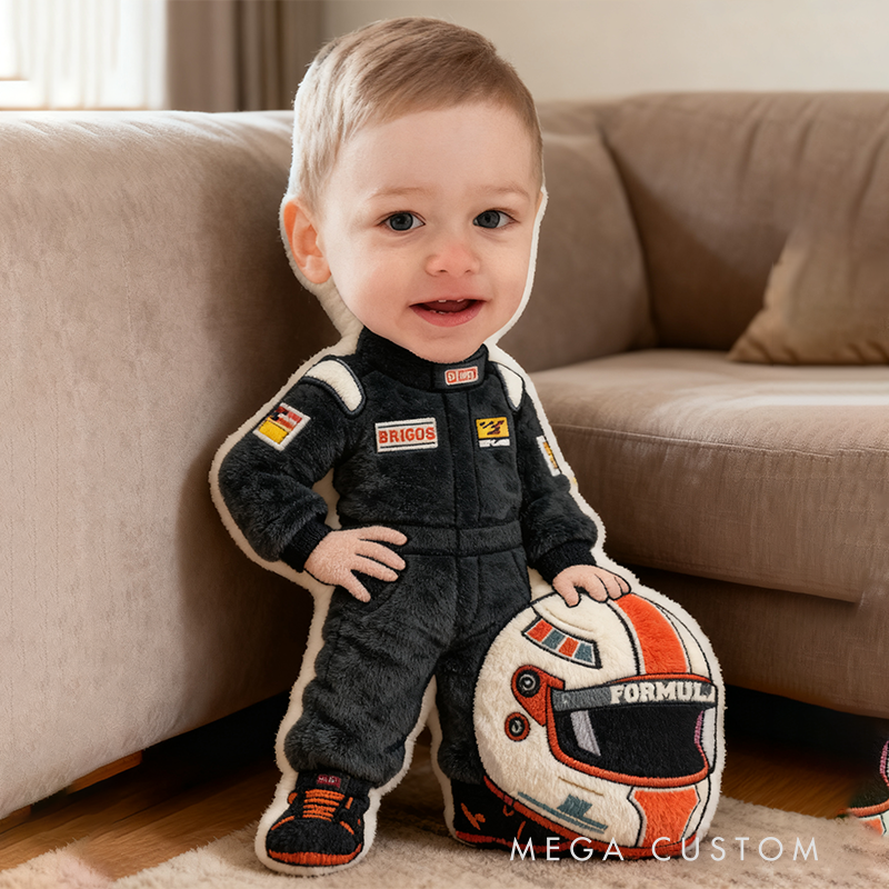 Personalized Formula Racer Pillow with Custom Face Design 3D Print Pillow 
