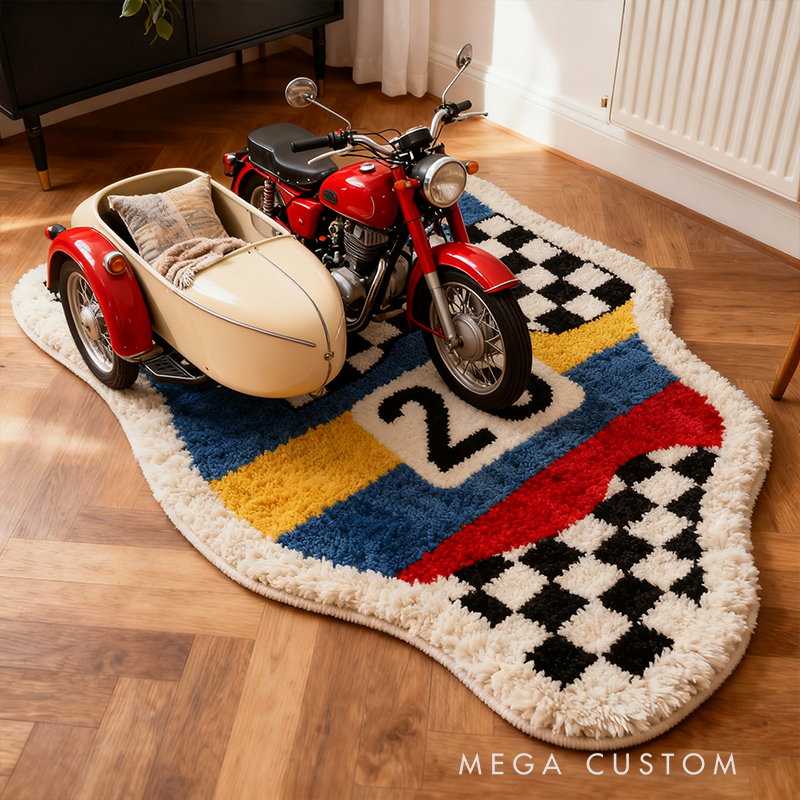 Personalized Racing Themed Rug with Number Custom Name Racer Speed Rugs Xmas Gift