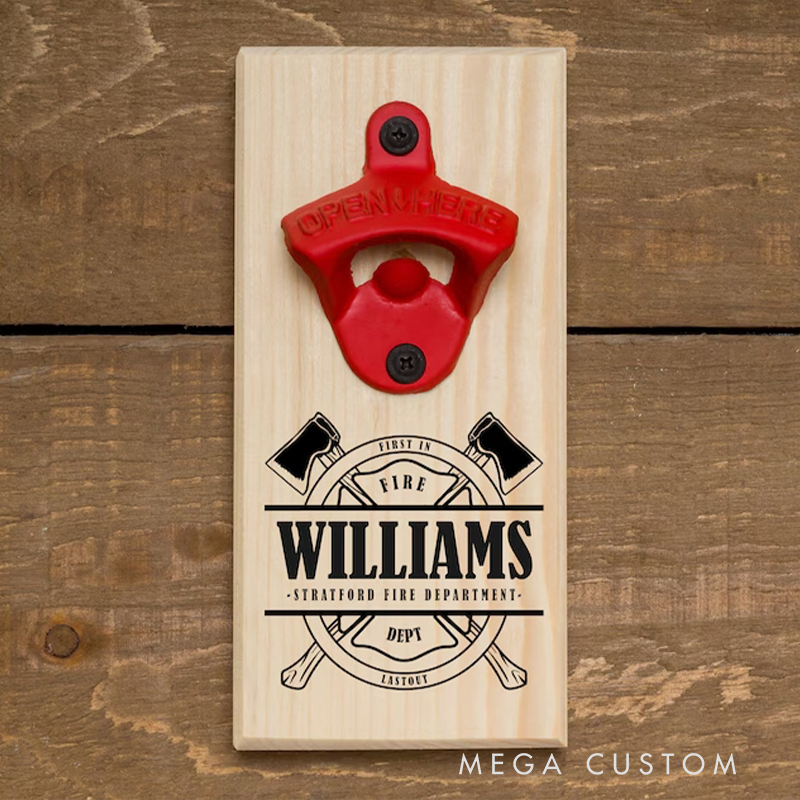 Personalized Firefighter Bottle Opener Custom Fireman Gift Fireman Gift for Dad