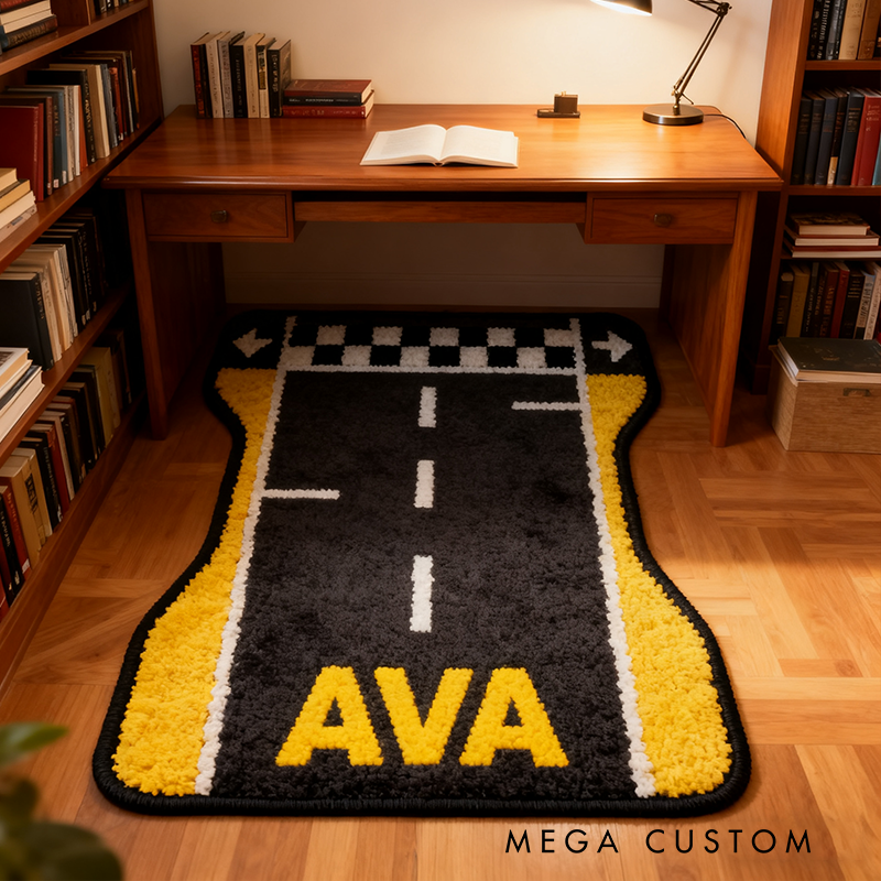 Personalized Race Track Rug with Name Custom Racer Speed Rugs Xmas Gift