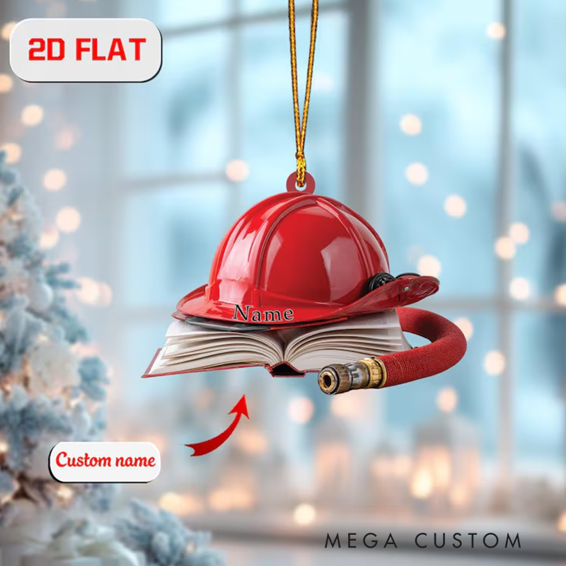 Personalized Firefighter Christmas Ornament US Fireman Dad Gift Christmas Ornament
