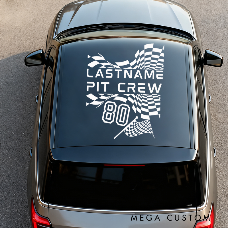 Personalized "Pit Crew" Racing Decal for Vehicles Custom Name Number Racing Pit Crew Car Decal Sticker