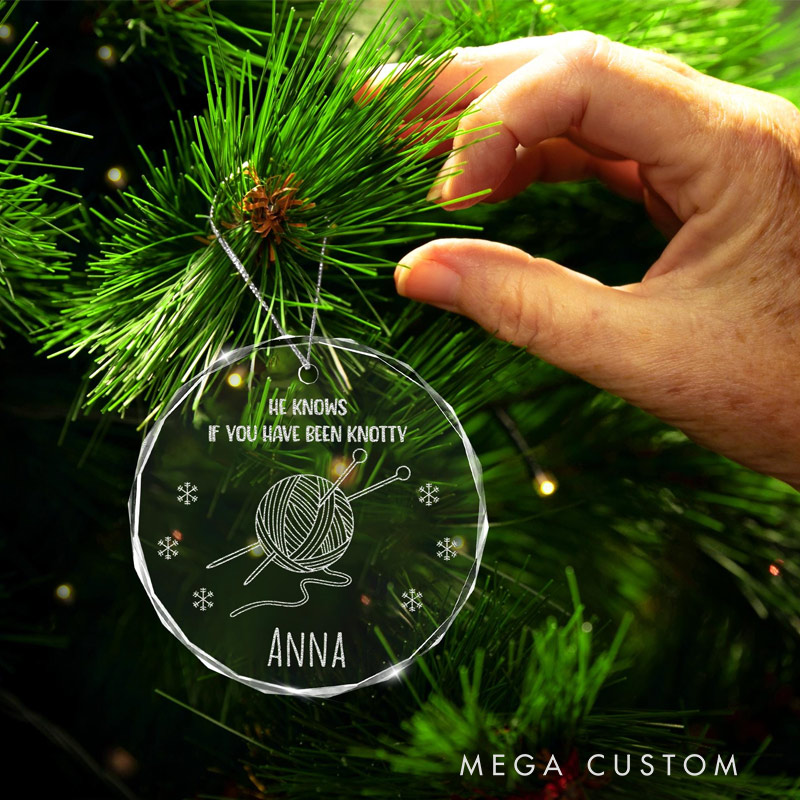 Personalized Knitting Crystal Ornament Christmas Gifts for Friend Unique Crocheting Gift Gifts for Crocheters