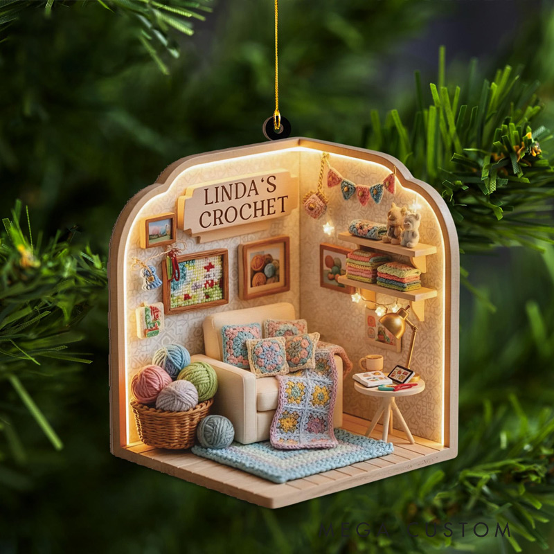 Personalized Crocheter Acrylic Christmas Ornament Hanging Decor Personalized Yarn Ornament Gift for Knitters and Crochet Lovers