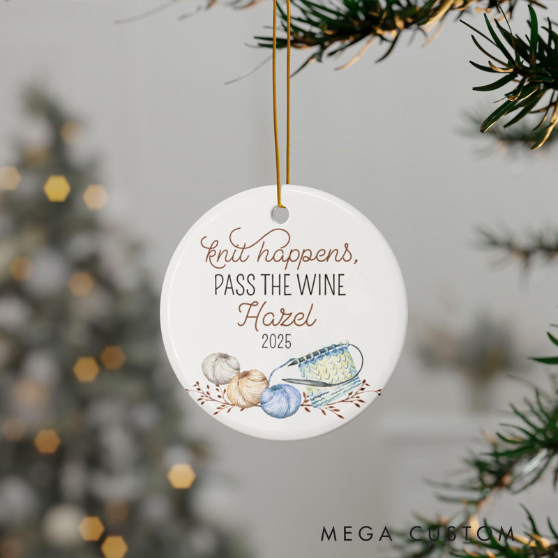 Personalized Knitting Inspired Christmas Gift Ornament for Mom