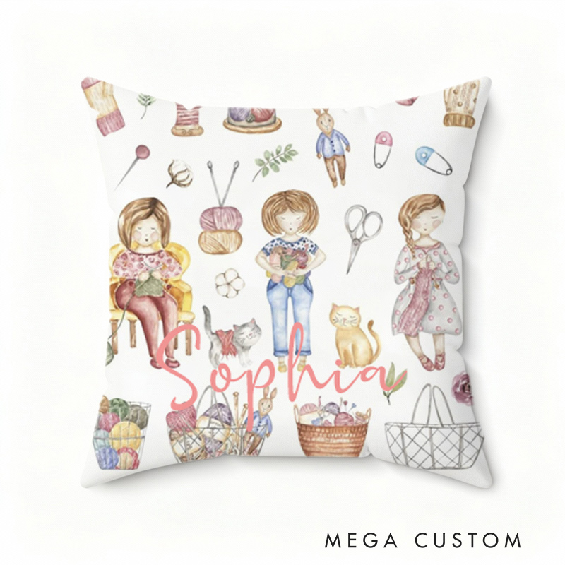 Personalized Knitting Throw Pillows the Knitter Gift for Knitting Lovers