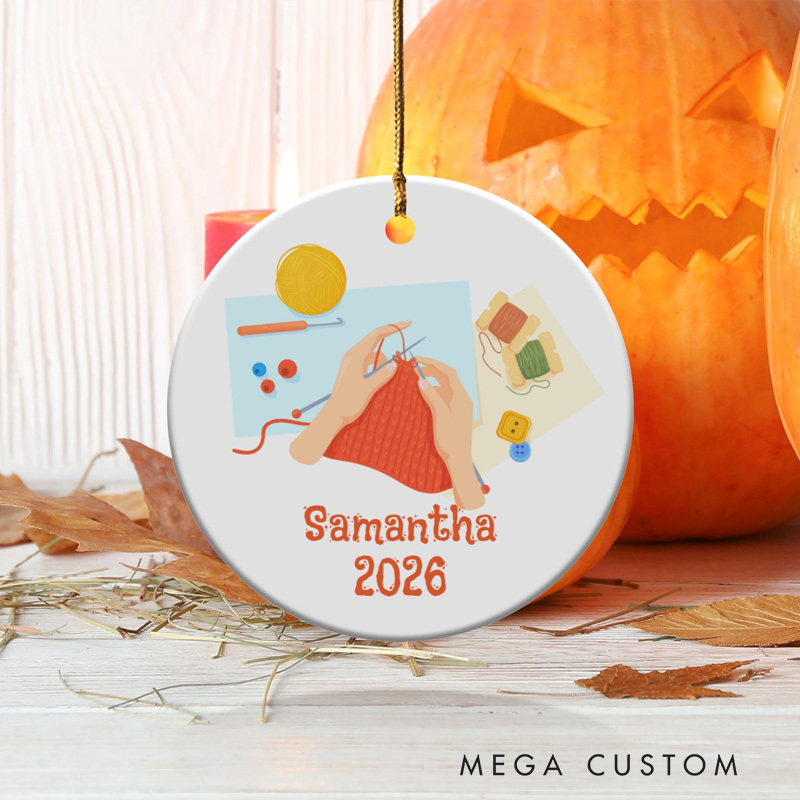 Personalized Knitting Name Ornament Hobby Gift for Knitter
