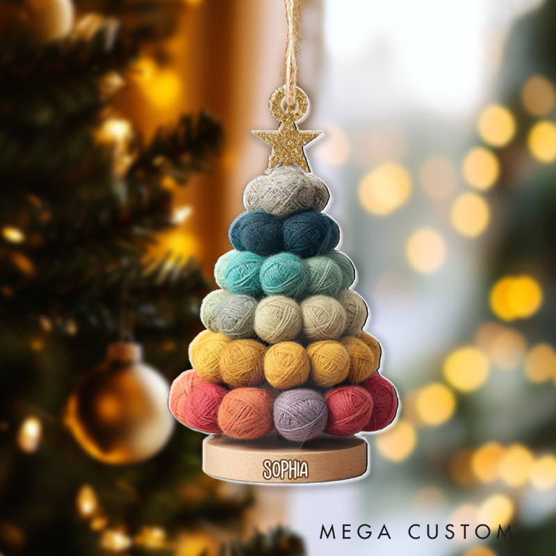 Personalized Yarn Ball Christmas Ornament Knitting Tree Decoration