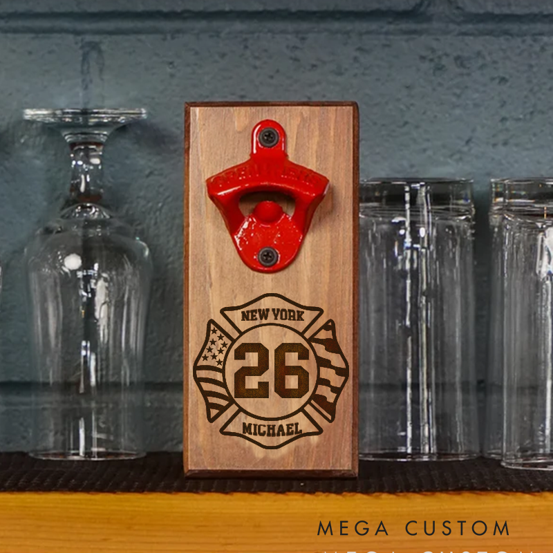 Personalized Firefighter Bottle Opener Custom Fireman Gift Fireman Gift for Dad