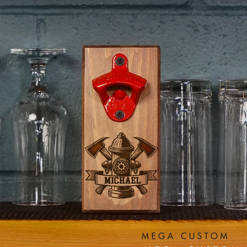 Personalized Firefighter Bottle Opener Custom Fireman Gift Fireman Gift for Dad