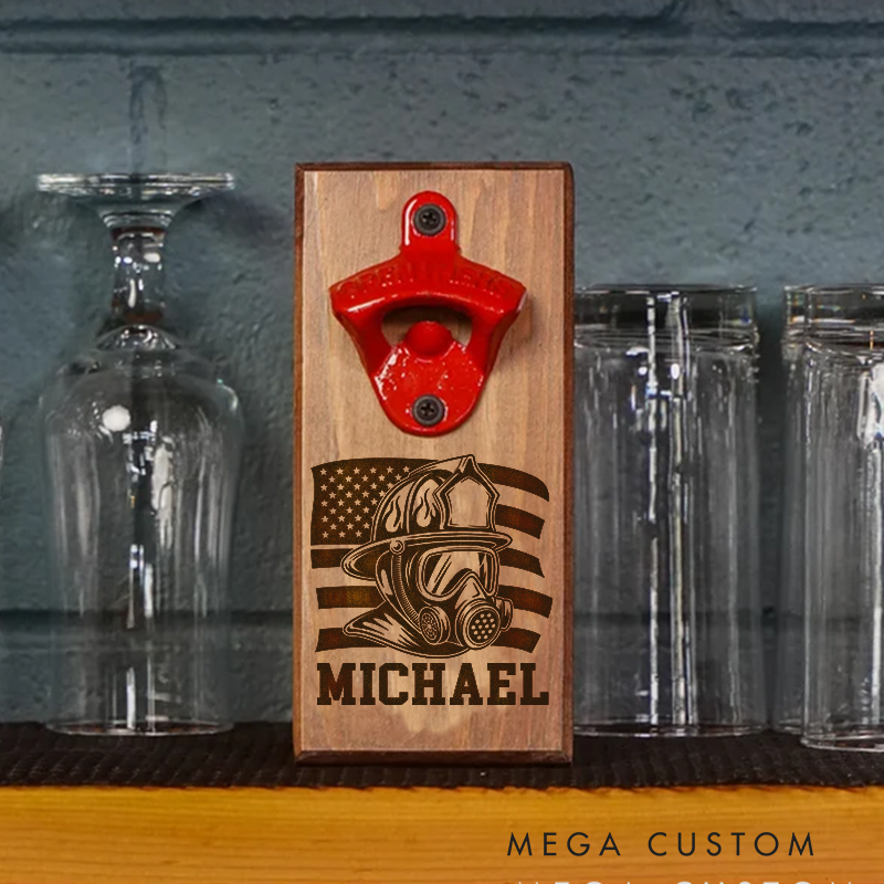 Personalized Firefighter Bottle Opener Custom Fireman Gift Fireman Gift for Dad