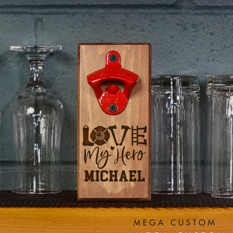 Personalized Firefighter Bottle Opener Custom Fireman Gift Fireman Gift for Dad