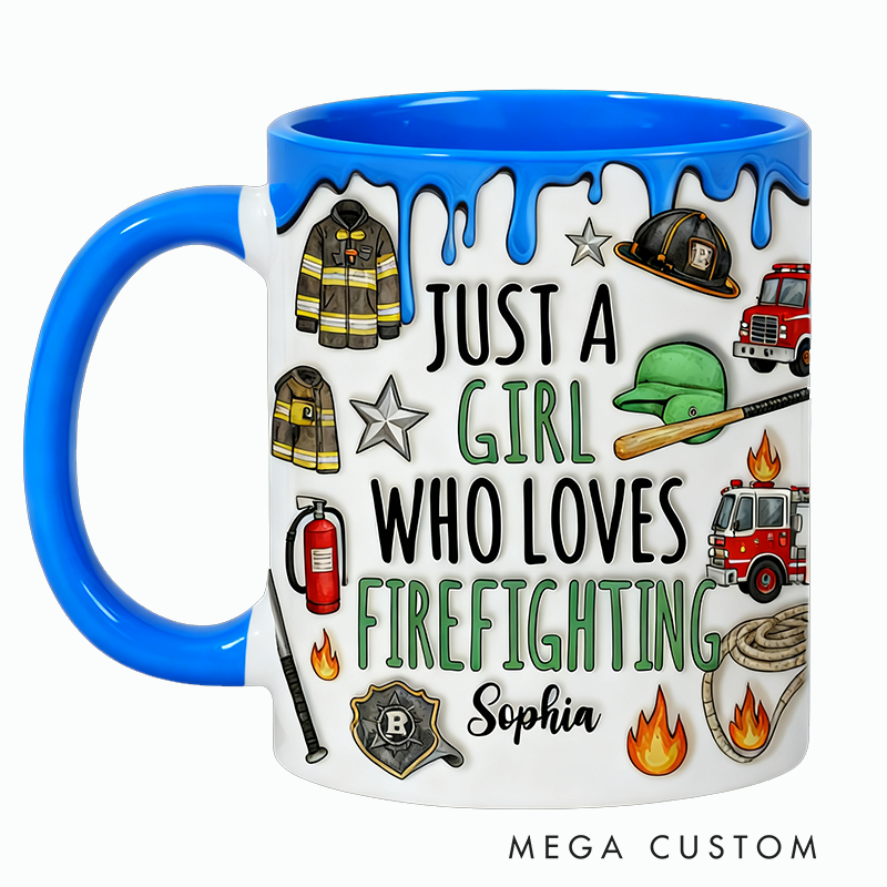 Personalized Firefighter Mugs Custom Firefighting Themed Mug for Girls