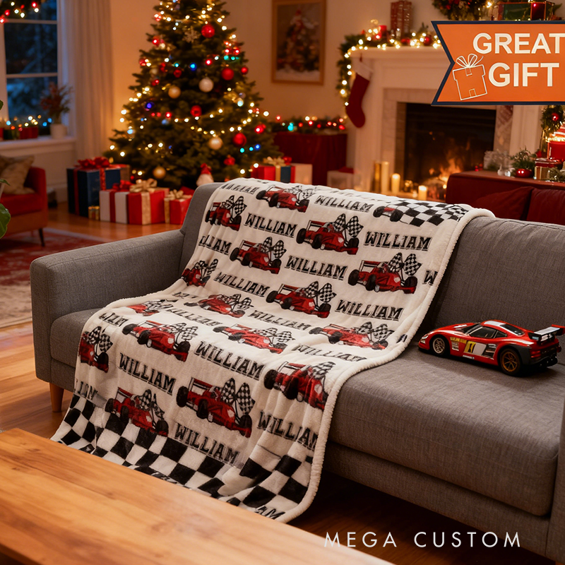 Personalized Race Car Throw Blanket Gifts For Motorcycle Lovers
