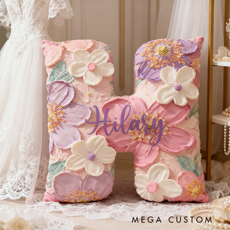 Personalized Floral Plush Pillow Custom Name Graphic 3D Print Pillow Appreciation Gift