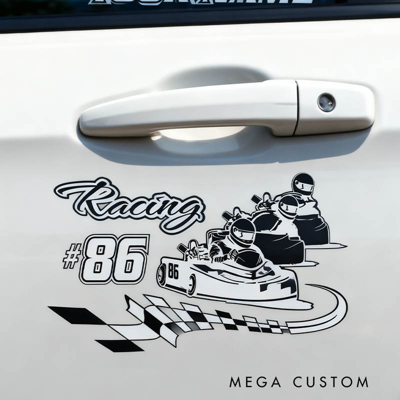 Personalized Racing Decal Sticker Custom Text Racing Car Decal Sticker Go Kart Racing Decal Xmas Gift